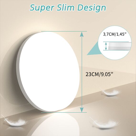 MGEELED Deckenlampe LED Deckenleuchte, 36W 4000K 4300LM IP44 Wasserfest Rund Flach Badlampe Decke Modern Schlicht Lampe Ultra Dünn für Badezimmer Küche Wohnzimmer Keller Schlafzimmer Flur Ø23CM