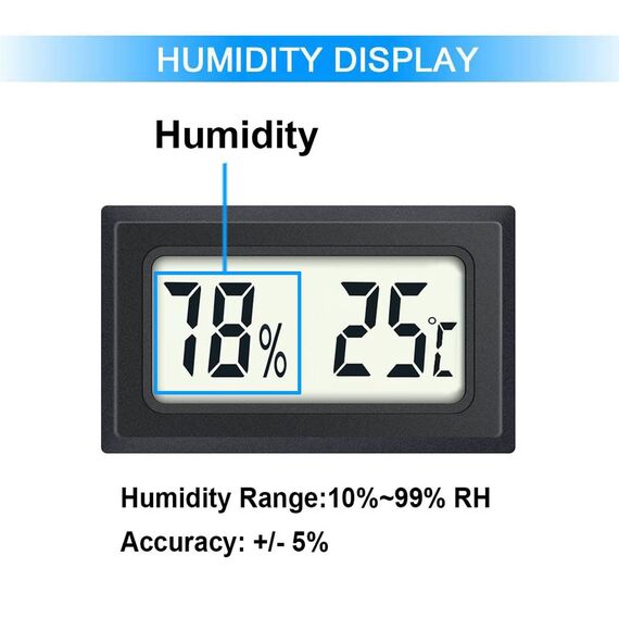 JEDEW 6er-Set Mini Digitale Thermometer-Hygrometer, Innen Temperatur- und Luftfeuchtigkeitmessgerät für Innenraum Gewächshaus Luftbefeuchter Reptilien, Großer LCD-Bildschirm Zentigrad ℃ (6)