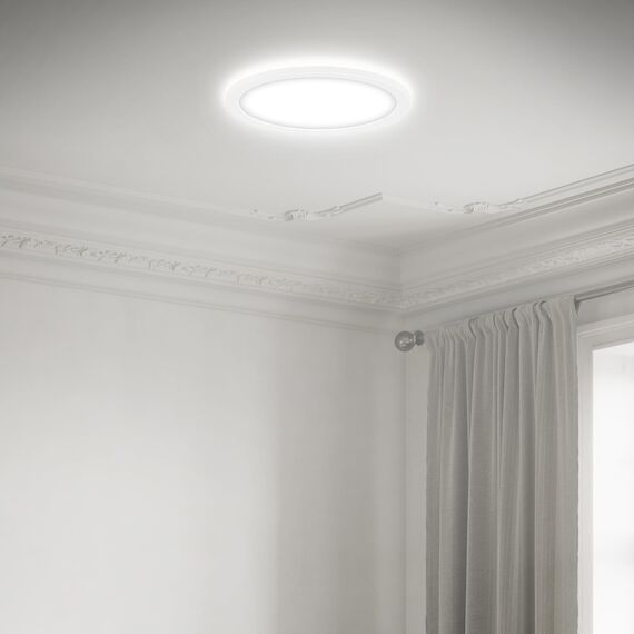 BRILONER - LED Deckenlampe mit indirektem Licht, flach, neutralweiße Lichtfarbe, Lampe, Deckenleuchte, Wohnzimmerlampe, LED Panel, Küchenlampe, Deckenbeleuchtung, 19x2,8 cm, Weiß