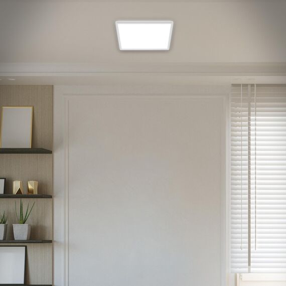 BRILONER - LED Deckenlampe mit indirektem Licht, 3cm flach, neutralweiße Lichtfarbe, Lampe, Deckenleuchte, Wohnzimmerlampe, LED Panel, Küchenlampe, Deckenbeleuchtung, Schlafzimmerlampe, 29,3cm, Weiß