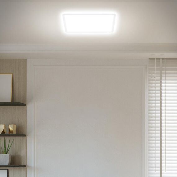BRILONER - LED Deckenlampe mit indirektem Licht, 3 cm flach, Licht neutralweiß, Lampe, Deckenleuchte, Wohnzimmerlampe, LED Panel, Küchenlampe, Deckenbeleuchtung, Schlafzimmerlampe, 42x42x3 cm, Weiß