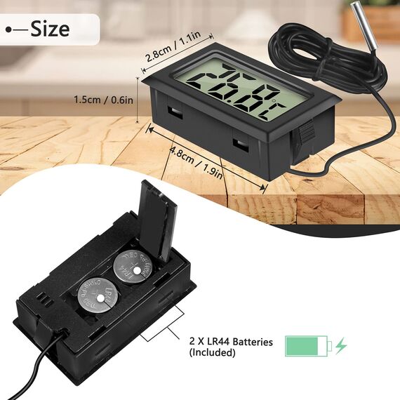 Thlevel LCD Digital Thermometer Temperatur Tester mit Externem Sensor Mini für Kühlschrank Gefrierschrank Aquarium