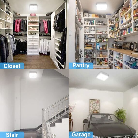 Toowell Akku Lampe mit Bewegungsmelder Innen, 10000mAh Aufladbar Akku Deckenleuchte LED Batterie Deckenlampe mit Bewegungsmelder, Kellerlampe LED Lampe Akku Leuchte für Badzimmer Garage Treppe Balkon
