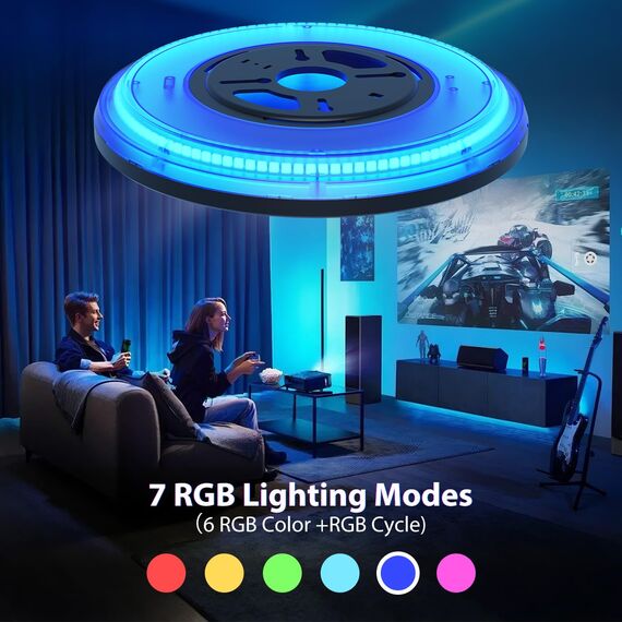 slochi LED Deckenleuchte Dimmbar mit Fernbedienung, 30CM RGB Farbwechsel Deckenlampe Led, 3000K-6500K Badezimmer Lampe für Bad Kinderzimmer Schlafzimmer Wohnzimme-Rund Schwarz