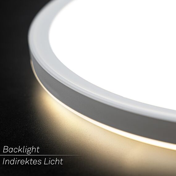 BRILONER - LED Deckenlampe mit indirektem Licht, flach, neutralweißes Licht, Lampe, Deckenleuchte, Wohnzimmerlampe, LED Panel, Küchenlampe, Deckenbeleuchtung, 24x3 cm, Weiß