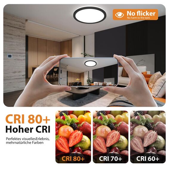 slochi LED Deckenleuchte Dimmbar mit Fernbedienung, 30CM RGB Farbwechsel Deckenlampe Led, 3000K-6500K Badezimmer Lampe für Bad Kinderzimmer Schlafzimmer Wohnzimme-Rund Schwarz
