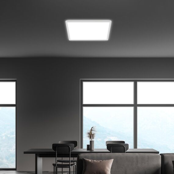 BRILONER - LED Deckenlampe mit indirektem Licht, 3cm flach, neutralweiße Lichtfarbe, Lampe, Deckenleuchte, Wohnzimmerlampe, LED Panel, Küchenlampe, Deckenbeleuchtung, Schlafzimmerlampe, 29,3cm, Weiß