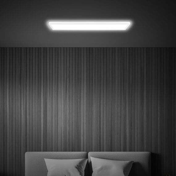BRILONER - LED Deckenlampe 98cm mit indirektem Licht, 3 cm flach, 36W, 4800lm, neutralweißes Licht, Lampe, Deckenleuchte, Wohnzimmerlampe, LED Panel, Küchenlampe, Deckenbeleuchtung, 98x20x3 cm, Weiß
