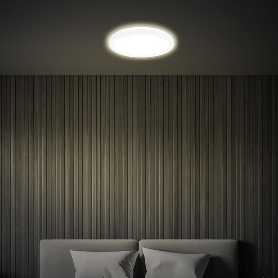BRILONER - LED Deckenlampe mit indirektem Licht, flach, neutralweißes Licht, Lampe, Deckenleuchte, Wohnzimmerlampe, LED Panel, Küchenlampe, Deckenbeleuchtung, 24x3 cm, Weiß
