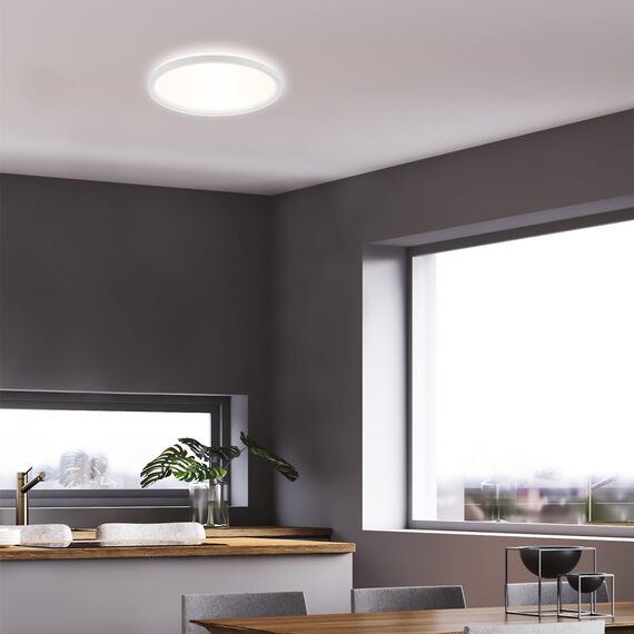 BRILONER - LED Deckenlampe mit indirektem Licht, flach, neutralweiße Lichtfarbe, Lampe, Deckenleuchte, Wohnzimmerlampe, LED Panel, Küchenlampe, Deckenbeleuchtung, 29,3x2,8 cm, Weiß