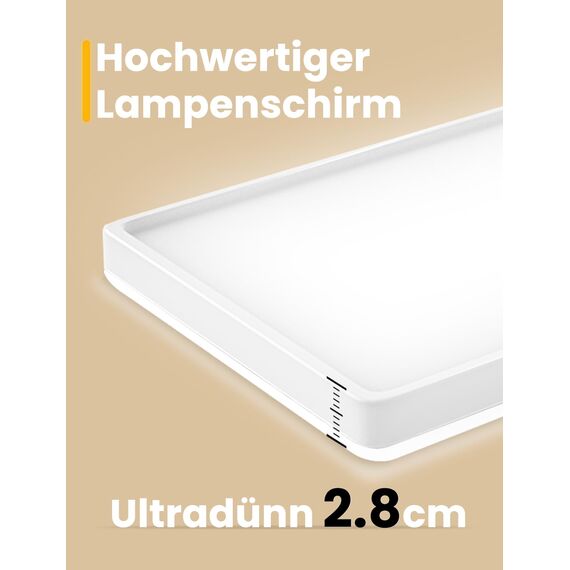 Epicflare LED Deckenleuchte 58x20x2.8 cm IP44 LED Panel mit Fernbedienung 2700K - 6500K Led Deckenleuchte Flach Warmweiß Kaltweiß für Wohnzimmer Schlafzimmer Küche Badezimmer