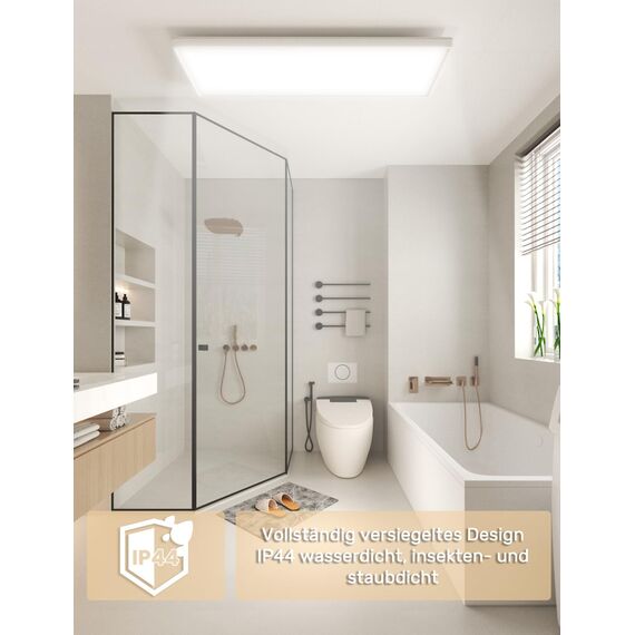 Epicflare LED Deckenleuchte 58x20x2.8 cm IP44 LED Panel mit Fernbedienung 2700K - 6500K Led Deckenleuchte Flach Warmweiß Kaltweiß für Wohnzimmer Schlafzimmer Küche Badezimmer