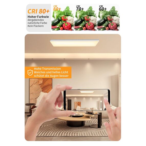 Epicflare LED Deckenleuchte 58x20x2.8 cm IP44 LED Panel mit Fernbedienung 2700K - 6500K Led Deckenleuchte Flach Warmweiß Kaltweiß für Wohnzimmer Schlafzimmer Küche Badezimmer