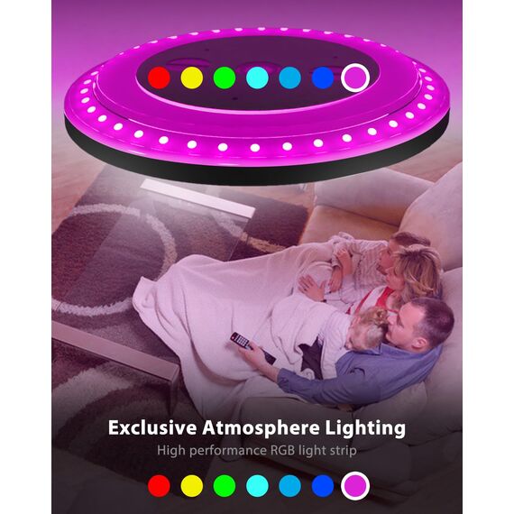 zemty LED Deckenleuchte 50cm, dimmbar 42W 3360LM, Flach Deckenlampe mit Fernbedienung, 3000K-6500K, RGB-Hintergrundlicht, für Wohnzimmer, Schlafzimmer, Kinderzimmer, Bad, Schwarz