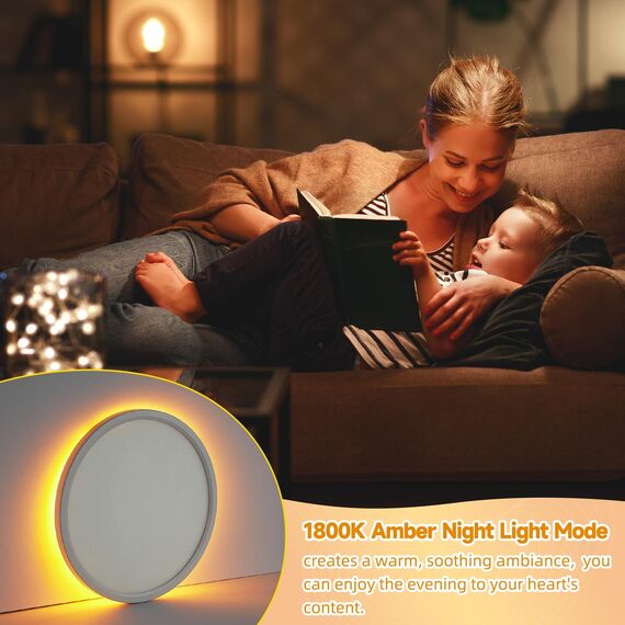 NEEMOSI LED Deckenleuchte mit Nachtlicht - 24W Deckenlampe Dimmbar mit Fernbedienung&Timer, Rund Flach Lampe für Schlafzimme Wohnzimmer Küche Badezimmer Kinderzimmer Ø29.5cm