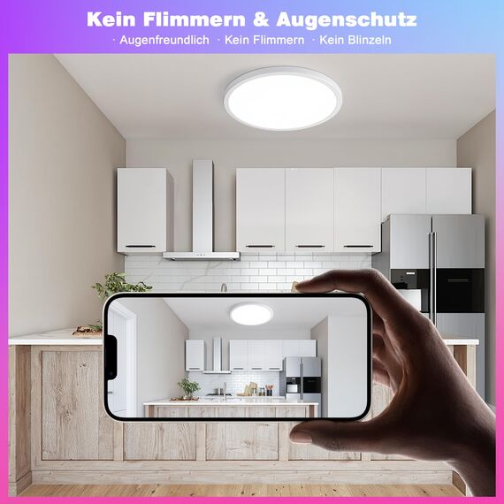 Oraymin Deckenlampe mit Fernbedienung Ø30CM, 24W 3300LM LED Deckenleuchte RGB Farbwechsel Rund, 3000K-6500K LED Deckenleuchte Dimmbar für Schlafzimmer Küche Wohnzimmer Korridor Balkon