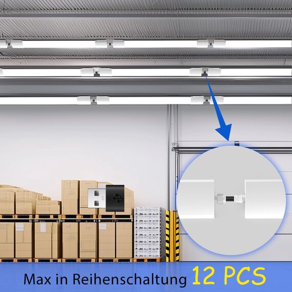 ANTENLICHT 4 Stücke LED Feuchtraumleuchte 150CM mit 35W 4950Lumen Kaltlweiß 5000k, Einfache Montage Wannenleuchte Flach Deckenleuchte Feuchtraum IP65 Werkstattlampe für Büro Keller Garage, Weiß