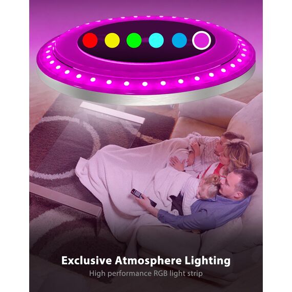 zemty LED Deckenleuchte Dimmbar, RGB Farbwechsel Deckenlampe mit Fernbedienung, 24W 3200LM 30CM Nickelfarbe Badezimmer lampe Decke IP54 Wasserfest für Bad Schlafzimmer Kinderzimmer Jugendzimmer