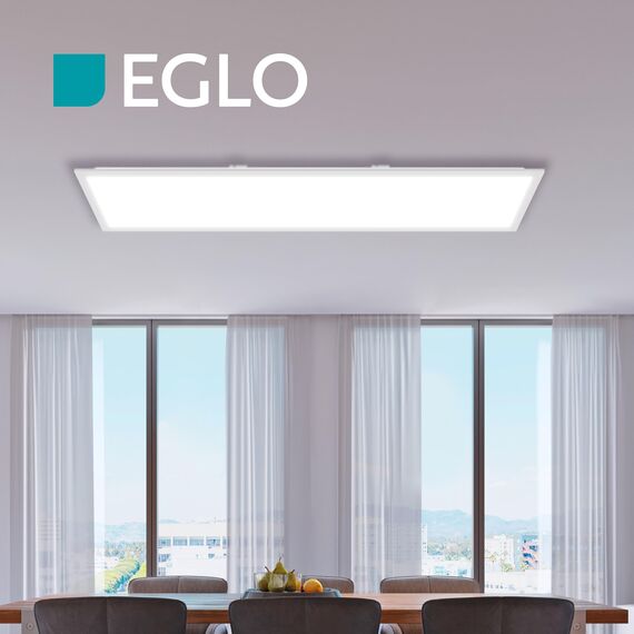 EGLO LED Deckenleuchte Bottazzo, Deckenlampe mit Fernbedienung, Panel ultraflach mit Backlight, Bürolampe dimmbar aus Metall und Kunststoff in Weiß, warmweiß - kaltweiß, RGB, 100x25 cm