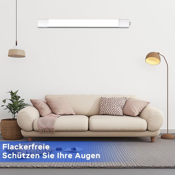 ANTENLICHT 3 Stücke LED Feuchtraumleuchte 60CM mit 18W 1980Lumen Kaltlweiß 5000k, Einfache Montage Wannenleuchte Flach Deckenleuchte Wasserfest IP65 Werkstattlampe für Büro Keller Garage, Weiß
