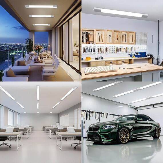 ANTENLICHT LED Feuchtraumleuchte 120CM mit 36W 3960Lumen Kaltlweiß 5000k, Einfache Montage Wannenleuchte Flach Deckenleuchte Feuchtraum Wasserfest IP65 Werkstattlampe für Büro Keller Garage, Weiß