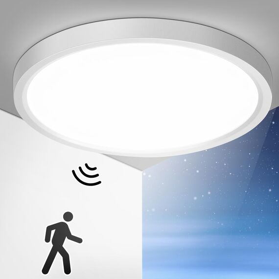 OPPEARL LED Deckenleuchte Mit Radar Bewegungsmelder, 24W 2400LM Innen Rund, 4000K Deckenlampe als Flurlampe, Balkon/Garage/Abstellraum Lampe, Ø30CM