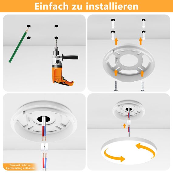 OUILA LED Deckenleuchte Dimmbar 24W RGB Farbwechsel Deckenlampe mit Fernbedienung 3000K-6500K 2400LM RGB+CCT Rund LED Panel Deckenbeleuchtung für Wohnzimmer Schlafzimmer Badezimmer kinderzimmer Ø28cm
