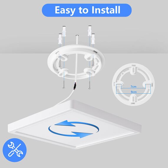 OPPEARL [6 Stücke LED Deckenleuchte mit Radar Bewegungsmelder, 18W 1800LM 4000K Lampe mit Bewegungsmelder innen, IP44 LED Deckenlampe Flach für Treppe Balkon Flur Keller, 23 * 23 * 2.4cm