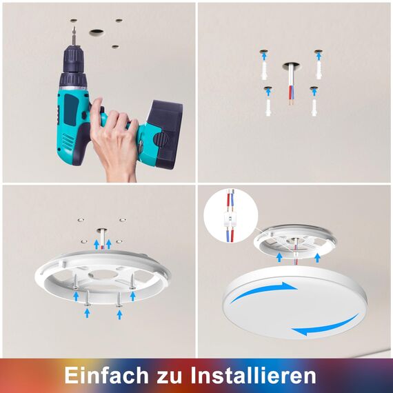 OUILA Deckenlampe Led Dimmbar 36W RGB Farbwechsel LED Deckenleuchte Flach mit Fernbedienung 3600LM Rund 3000K-6500K Deckenbeleuchtung für Schlafzimmer Wohnzimmer Esszimmer Küche Korridor Balkon Ø37CM