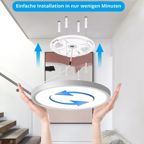 OPPEARL LED Deckenleuchte Mit Radar Bewegungsmelder, 24W 2400LM Innen Rund, 4000K Deckenlampe als Flurlampe, Balkon/Garage Lampe, Ø30CM [2 Stücke]