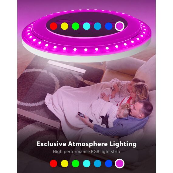 zemty 60cm LED Deckenleuchte Dimmbar Mit Fernbedienung, 50W 5040LM RGB Deckenlampe 3000K-6500K, IP54 Wasserfest Badezimmer Lampe Decke Für Schlafzimmer Kinderzimmer Wohnzimmer Schwarz