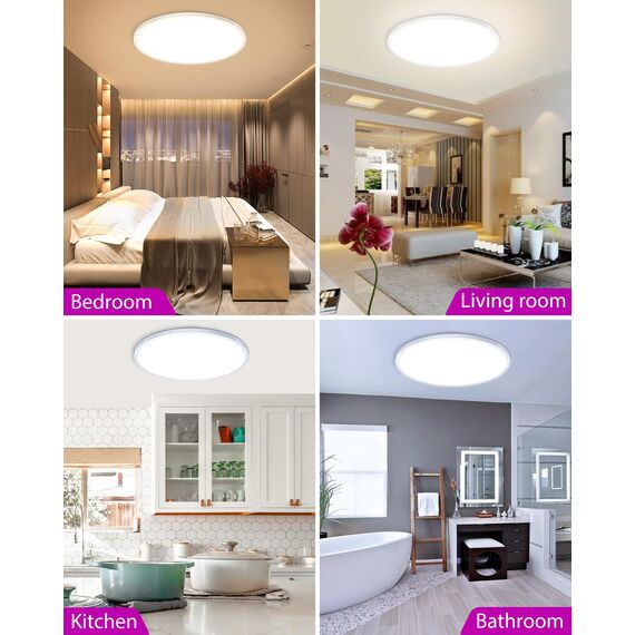 zemty LED Deckenleuchte Dimmbar 50CM, 42W 3360LM RGB Deckenlampe mit Fernbedienung, 3000K-6500K Badezimmer Lampe Wasserfest, Flach Badlampe Decke für Bad Kinderzimmer Schlafzimmer Wohnzimmer