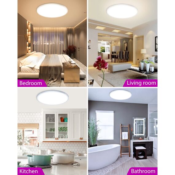 zemty 2 Stück 30CM LED Deckenleuchte Dimmbar 3000K-6500K, 24W 3200LM RGB Deckenlampe Farbwechsel mit Fernbedienung, Wasserfest Badezimmer Lampe Decke für Kinderzimmer Wohnzimmer Schlafzimmer