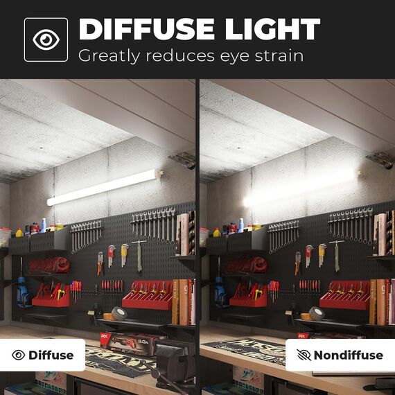 HOFTRONIC - LED Feuchtraumleuchte 150cm IP65-48W 5760 Lumen - 4000K Neutralweiß - Verknüpfbar - Kellerleuchte, Nassraumleuchte - Feuchtraum Wannenleuchte