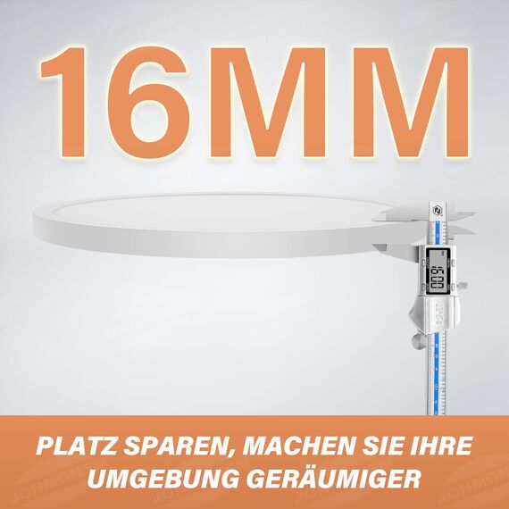 JONMONSM Ultradünne LED Deckenlampe, 25W Badlampe Rund Flach Deckenleuchte, 6000K 3900LM Modern Schlicht Lampe Dünn für Wohnzimmer Badezimmer Schlafzimmer Küche Balkon Keller Büro, 300 * 16mm