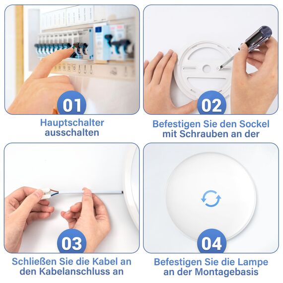 JONMONSM Deckenleuchte 18W, 2000 LM LED Deckenlampe Kaltweiß, Energieeffizienz D, für Flur, Treppenhaus, Abstellraum, Schlafzimmer, Badezimmer, Einfache Installation, Flimmerfrei