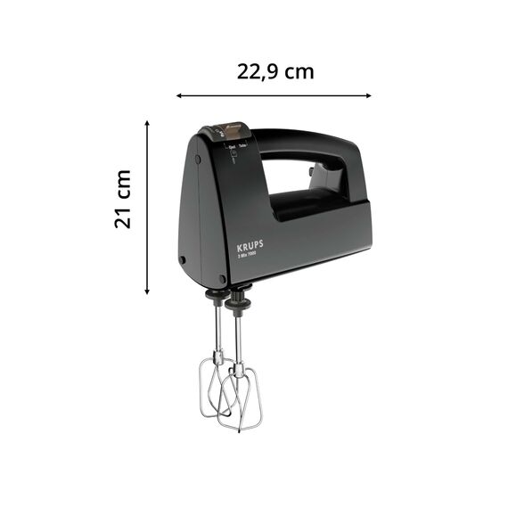 Krups F60858 3 MIX 7000 Handmixer 60 Jahre Edition | 500W | ergonomischer Griff | 1,65m-langes Kabel | Geschwindigkeitsregler, Schneebesen & Knethacken | bis zu 1kg Brotteig | Schwarz/Kupfer