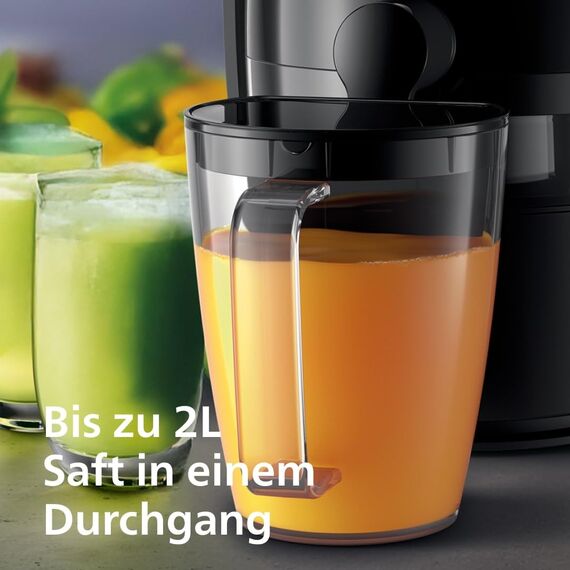 Philips 3000 Series Entsafter - 800W Leistung, QuickClean Technologie, XL 75mm Einfüllschacht, 2L Saftkapazität, Einfach zu Montieren & Spülen, Frischer Saft ohne Fruchtfleisch (HR1856/70)