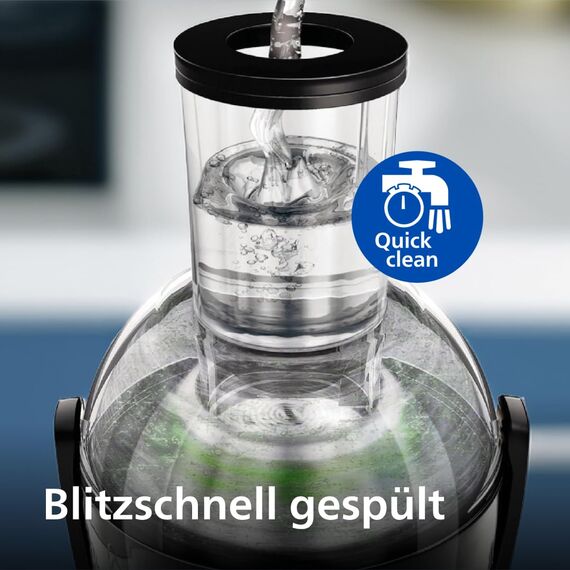 Philips 3000 Series Entsafter - 800W Leistung, QuickClean Technologie, XL 75mm Einfüllschacht, 2L Saftkapazität, Einfach zu Montieren & Spülen, Frischer Saft ohne Fruchtfleisch (HR1856/70)