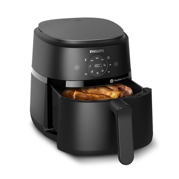 Philips Airfryer 2000 Series Heißluftfritteuse, 4,2L, Digitaler Touchscreen, 13 Garoptionen, 9 voreingestellte Funktionen, 90% weniger Fett mit RapidAir Technologie, 1500W Leistung, Schwarz (NA229/00)