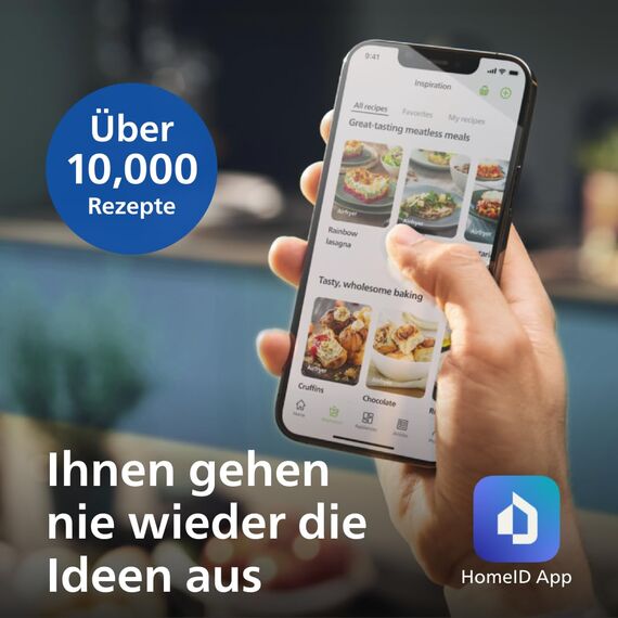 Philips Airfryer 5000-Serie Heißluftfritteuse L, 4.1L (0.8Kg), 13-in-1, WiFi verbunden, 90% Weniger Fett mit Rapid Air Technologie, Rezepte-App (HD9255/80)
