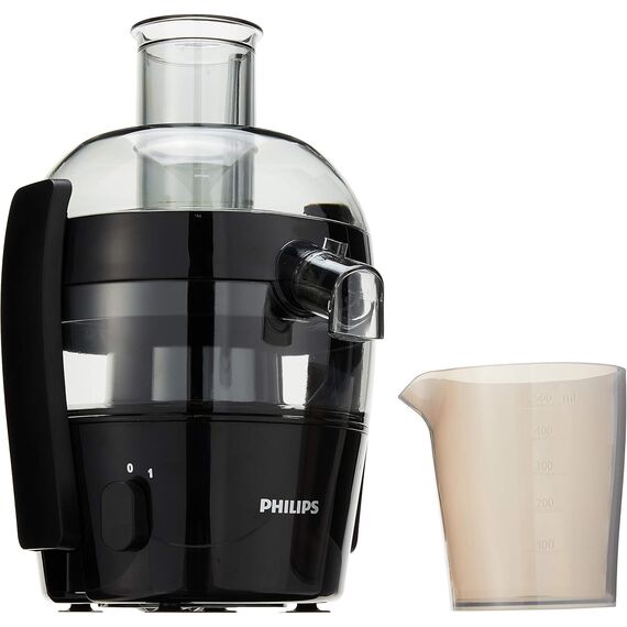 Philips Viva Collection Entsafter - Kompaktes Design, QuickClean-Technologie, Direktsaft in Glas, 500W Motor, 1,5L Fassungsvermögen, Tropf-Stopp, Leicht zu reinigen (HR1832/00)