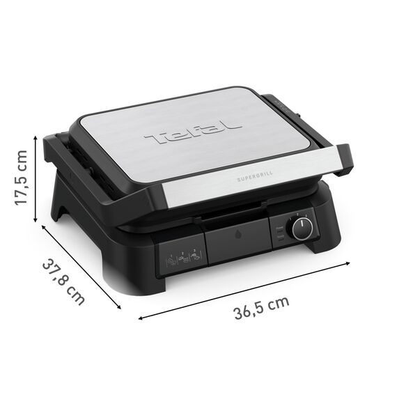 Tefal SuperGrill 3in1 Kontaktgrill, Tischgrill & BBQ, Ofenposition mit 3 Höhen, 2000 W, Thermostat, große Antihaftfläche, für Fleisch, Gemüse & Sandwiches, bis 6 Portionen, platzsparend, B0DTJ3M6YW