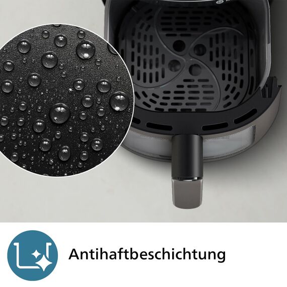 Philips Airfryer 2000 Series Heißluftfritteuse, 4,2L, Digitaler Touchscreen, 13 Garoptionen, 9 voreingestellte Funktionen, 90% weniger Fett mit RapidAir Technologie, 1500W Leistung, Schwarz (NA229/00)
