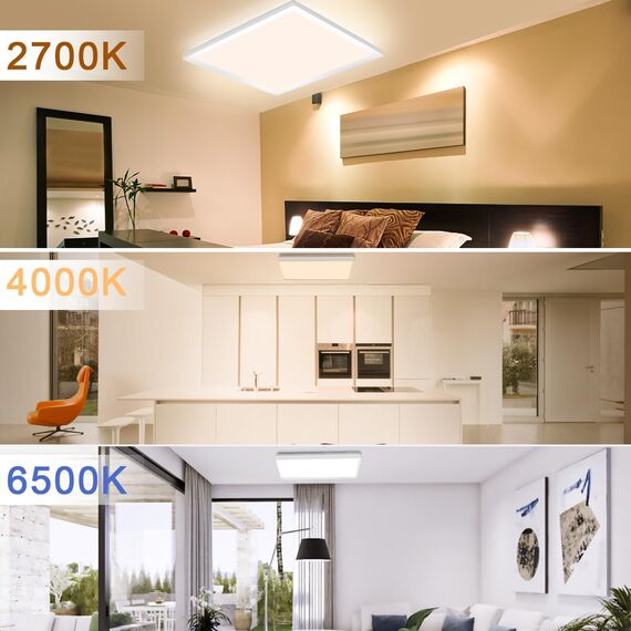 Epicflare Deckenlampe LED, LED Deckenleuchte Panel 42x42cm mit Fernbedienung, 22W Küchenlampe 2700K-6500K Deckenleuchten Badezimmer Lampe Warmweiß Kaltweiß für Büro Werkstatt Wohnzimmer (42CM)