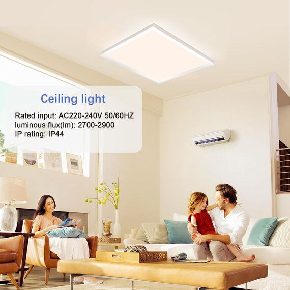 Epicflare Deckenlampe LED, LED Deckenleuchte Panel 42x42cm mit Fernbedienung, 22W Küchenlampe 2700K-6500K Deckenleuchten Badezimmer Lampe Warmweiß Kaltweiß für Büro Werkstatt Wohnzimmer (42CM)