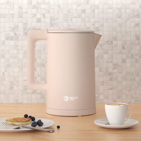 Balter Wasserkocher Edelstahl WK-4, 1,7 Liter, elektrischer Wasserkocher, Doppelwand Design, BPA frei, LED, Teekocher Kompakt, leise (Pink)