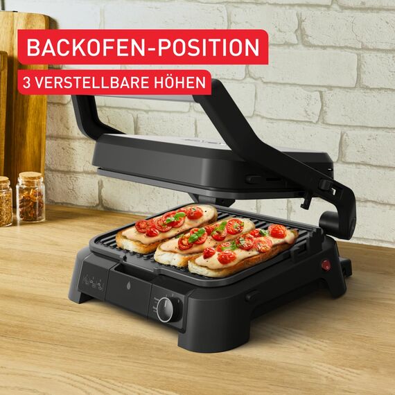 Tefal SuperGrill 3in1 Kontaktgrill, Tischgrill & BBQ, Ofenposition mit 3 Höhen, 2000 W, Thermostat, große Antihaftfläche, für Fleisch, Gemüse & Sandwiches, bis 6 Portionen, platzsparend, B0DTJ3M6YW