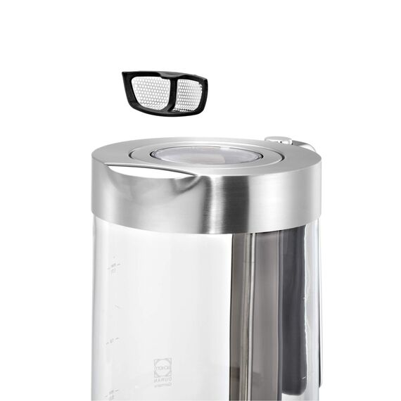 WMF Lono Wasserkocher Glas 1,7 Liter, Glaswasserkocher mit Kalkfilter, kabellos, 3000 Watt, edelstahl matt