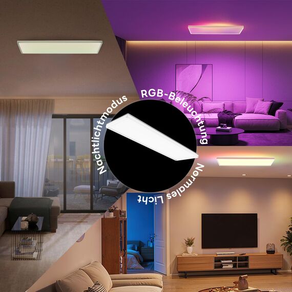 Epicflare Deckenlampe LED, LED Deckenleuchte Panel 20x2.8x58cm mit Fernbedienung, 21W Küchenlampe 4000K Deckenleuchten Badezimmer Lampe Warmweiß Kaltweiß für Büro Werkstatt Wohnzimmer (RGB-58CM)